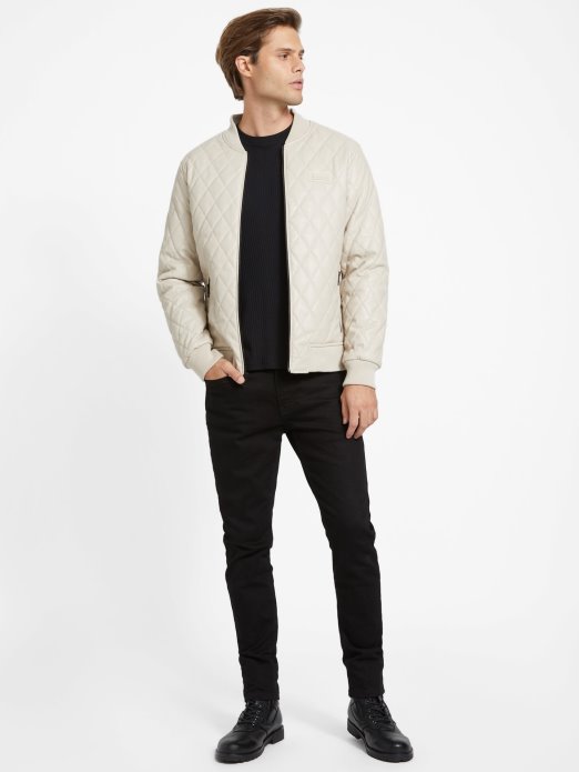 Guess Shopping Vintage Bijela Peter Prošivena Jakna Od Umjetne Kože