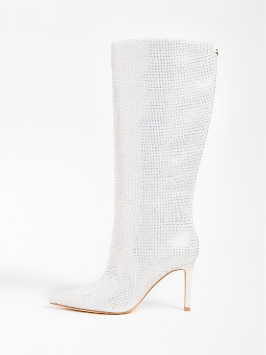 Guess Shopping Visoke čizme Dayton S Detaljima Od štrasa Srebrne