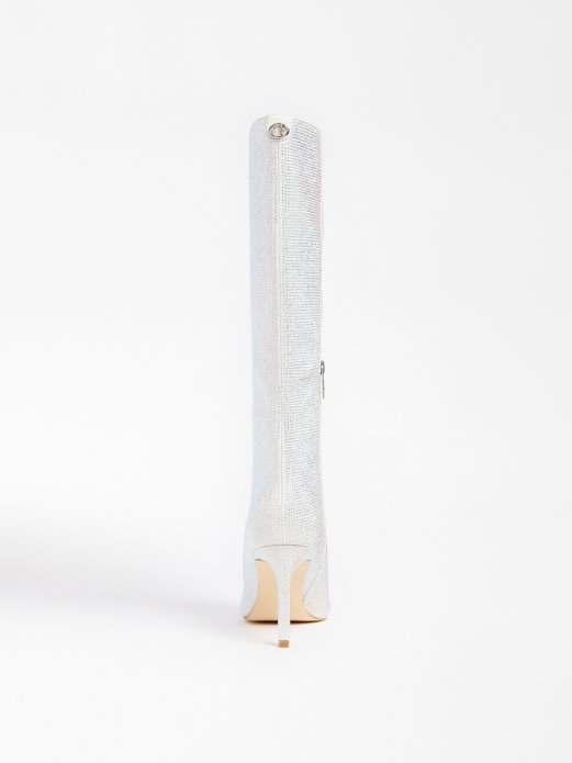 Guess Shopping Visoke čizme Dayton S Detaljima Od štrasa Srebrne