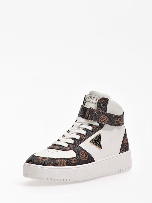 Guess Shopping Vyves Logo Visoke Tenisice Bijele Multi