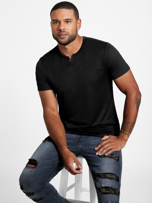 Guess Shopping Waken Jacquard Tee Jet Black