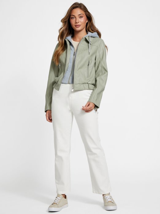 Guess Shopping Zelena Balzam Esther Jakna S Kapuljačom Od Umjetne Kože