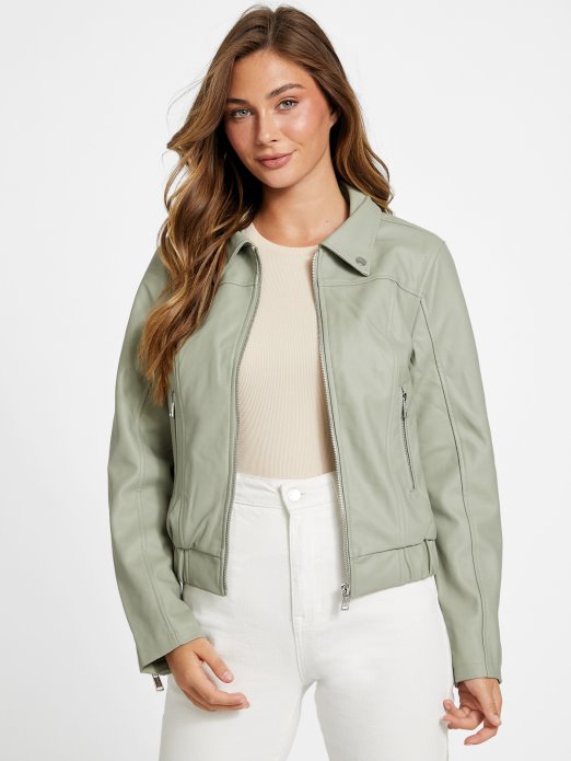 Guess Shopping Zelena Balzam Esther Jakna S Kapuljačom Od Umjetne Kože