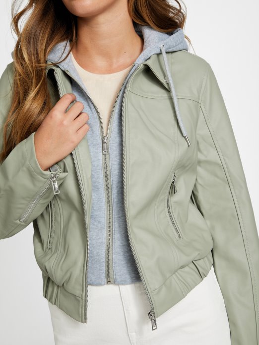 Guess Shopping Zelena Balzam Esther Jakna S Kapuljačom Od Umjetne Kože