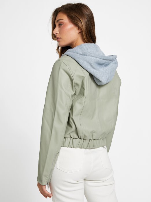 Guess Shopping Zelena Balzam Esther Jakna S Kapuljačom Od Umjetne Kože