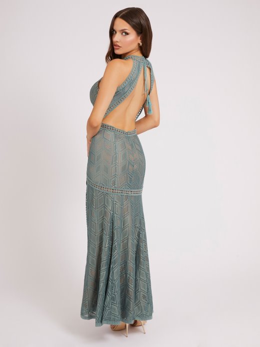 Guess Shopping Zelena Duga Haljina Od Više čipki