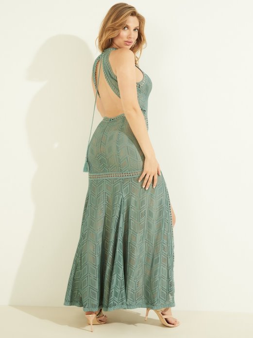 Guess Shopping Zelena Duga Haljina Od Više čipki