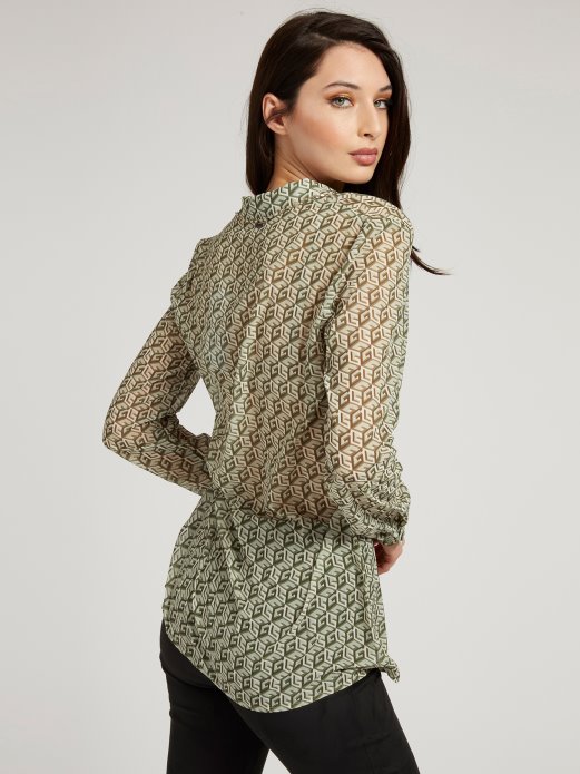 Guess Shopping Zelena Košulja S Višestrukim Printom