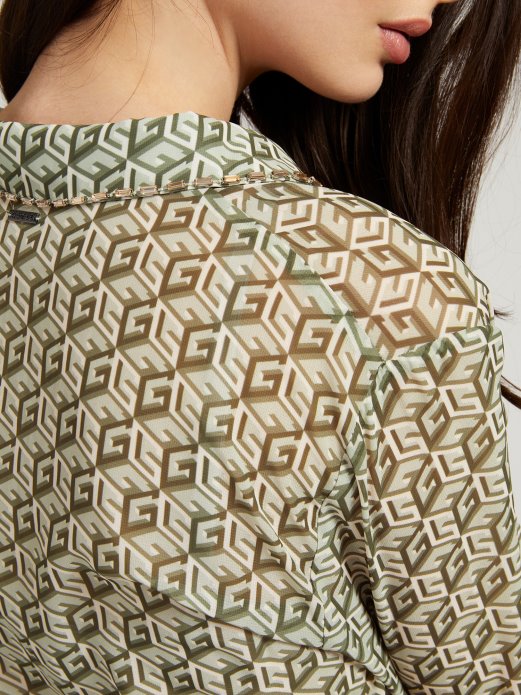 Guess Shopping Zelena Košulja S Višestrukim Printom