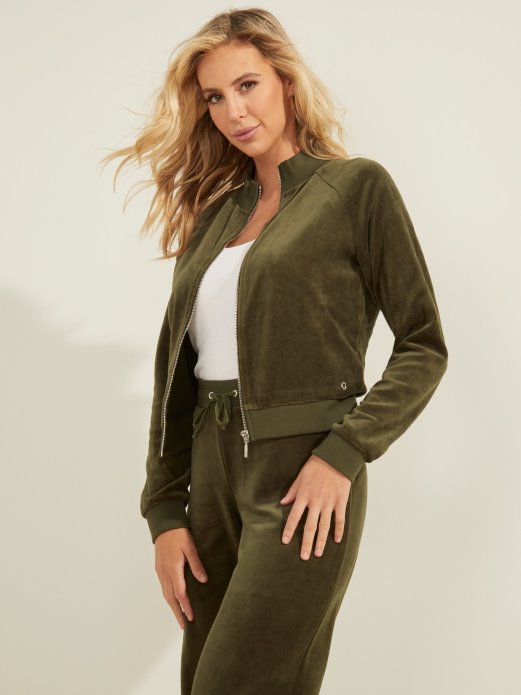 Guess Shopping Zelena Trenirka Od šenila S Patentnim Zatvaračem