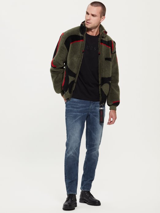 Guess Shopping Zeleni Allover Logo Echo Logo Teddy Jakna