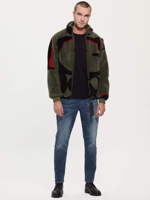 Guess Shopping Zeleni Allover Logo Echo Logo Teddy Jakna