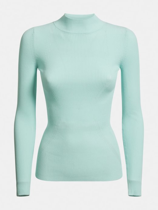 Guess Shopping Zeleni Džemper Od Mješavine Viskoze S Kornjačinom