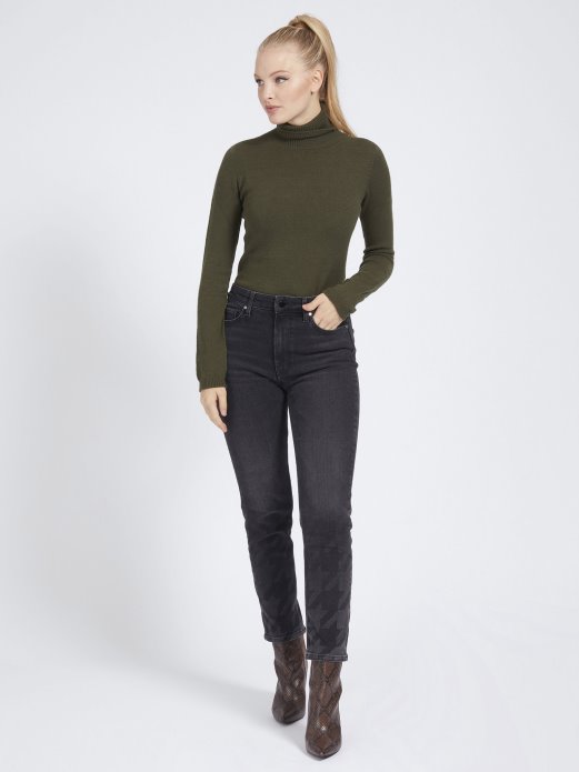 Guess Shopping Zeleni Džemper S Visokim Ovratnikom