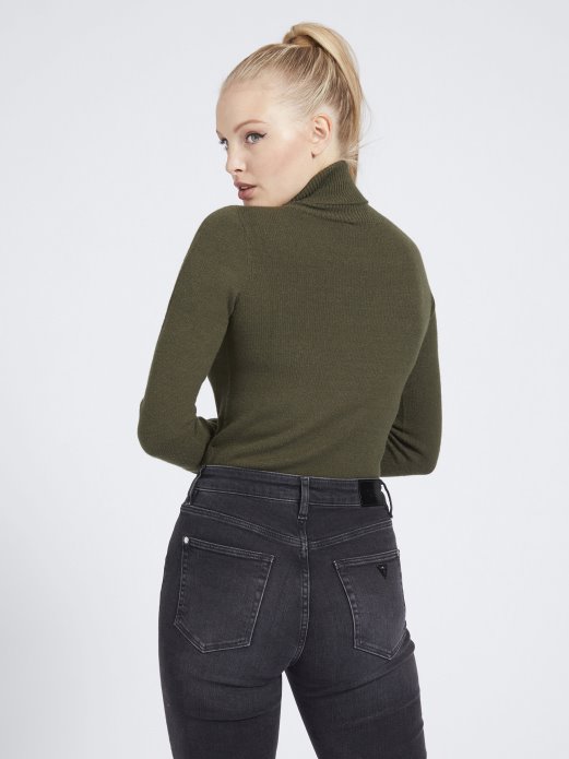 Guess Shopping Zeleni Džemper S Visokim Ovratnikom
