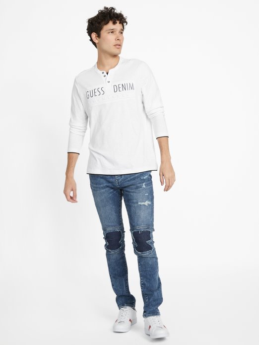 Guess Shopping čista Bijela Edgar Logo Majica Dugih Rukava