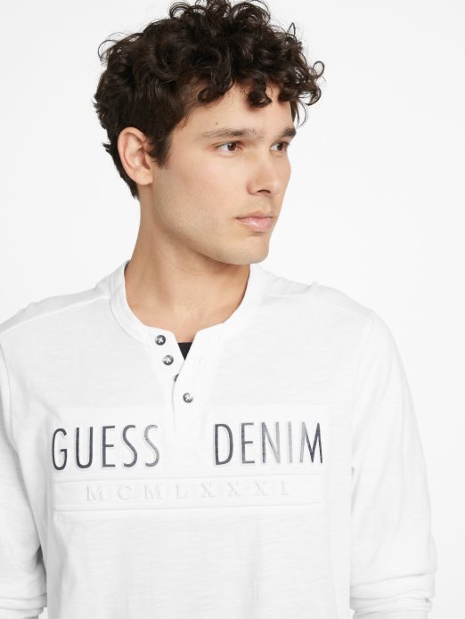 Guess Shopping čista Bijela Edgar Logo Majica Dugih Rukava