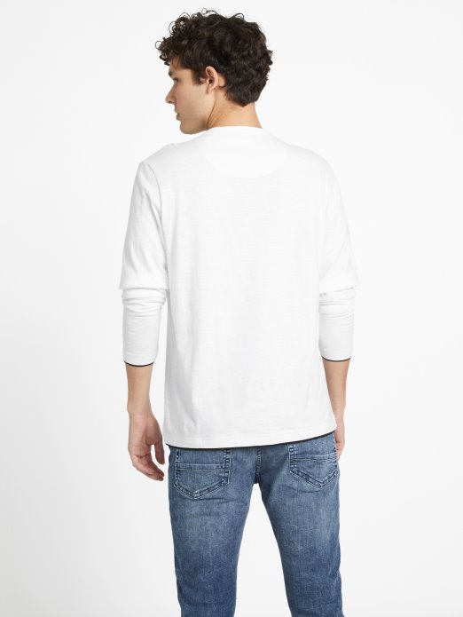 Guess Shopping čista Bijela Edgar Logo Majica Dugih Rukava