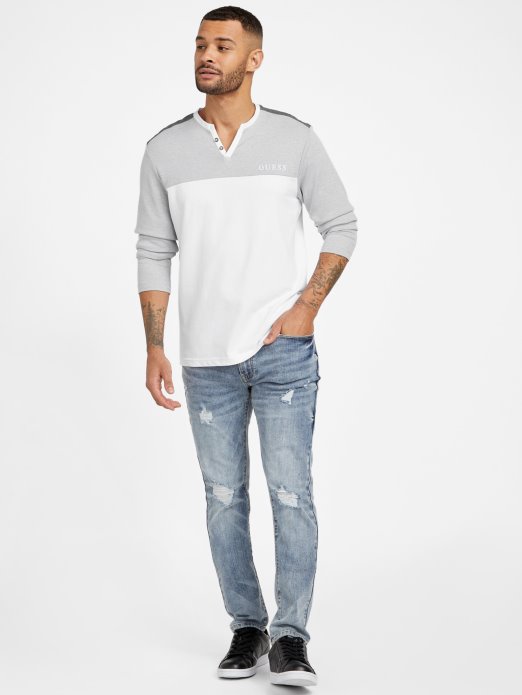 Guess Shopping čista Bijela Harman Majica Dugih Rukava S V-izrezom