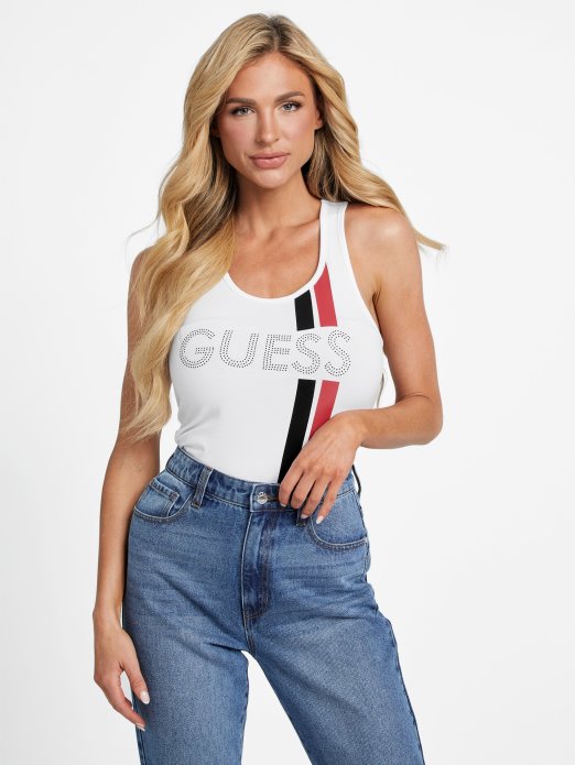 Guess Shopping čisti Bijeli Tenk S Logom Eco Racer