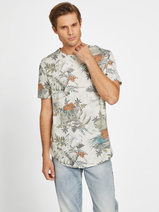 Guess Shopping čisto Bijela Multi Morrie Majica S Okruglim Orezom