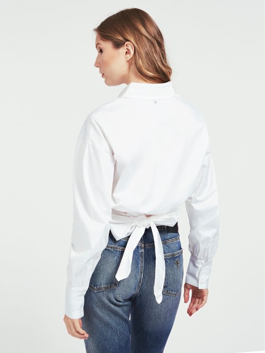 Guess Shopping čvor Popeline Košulja Bijela