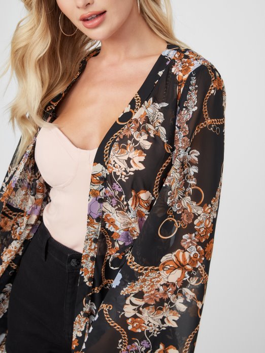 Guess Trgovački Lanac Print Tauryn Maxi Prašinu