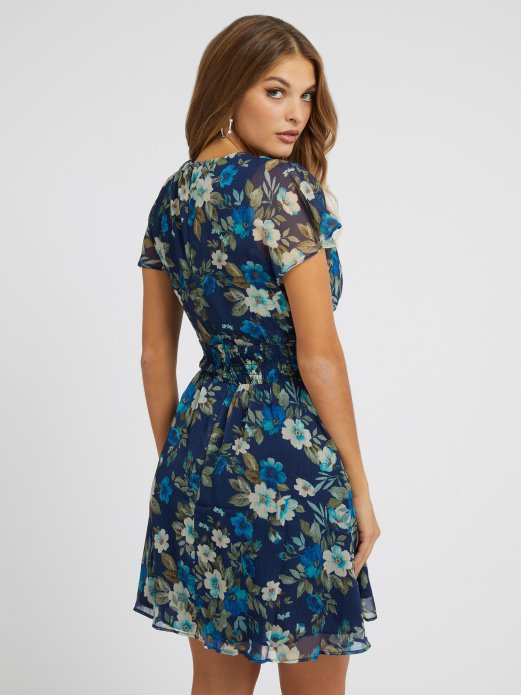 Haljina S Cvjetnim Printom Plava Multi Guess Shopping