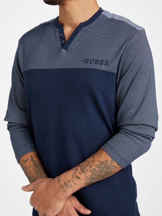 Harman Majica Dugih Rukava S V-izrezom Svilena Plava Guess Shopping