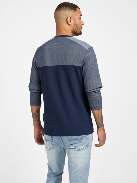 Harman Majica Dugih Rukava S V-izrezom Svilena Plava Guess Shopping