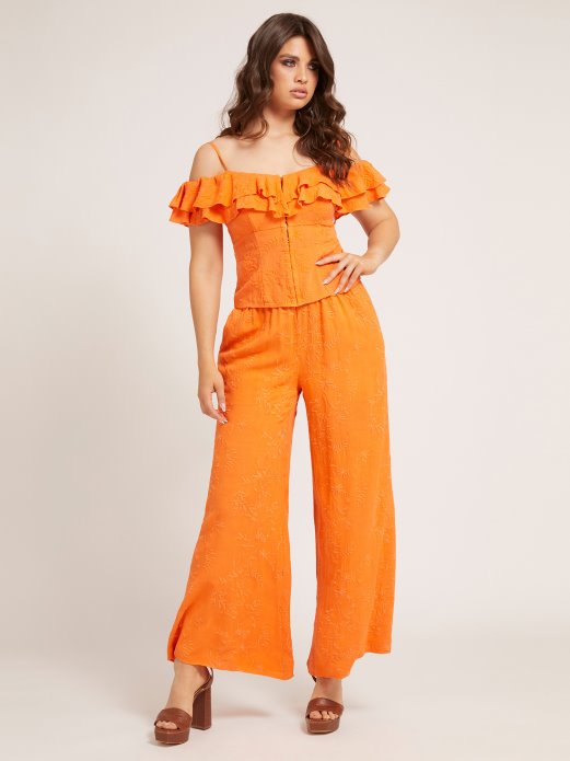 Izvezeni Vrh S Volanima Narančasta Guess Shopping