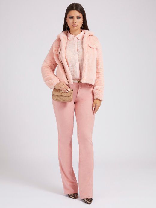 Jakna Od Umjetnog Krzna Guess Shopping Ružičasta