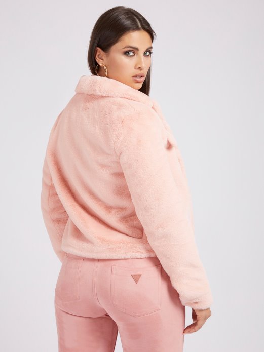 Jakna Od Umjetnog Krzna Guess Shopping Ružičasta