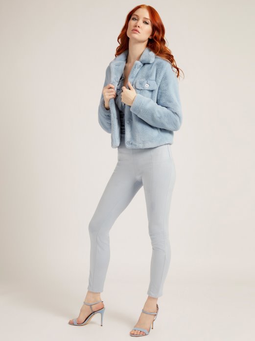 Jakna Od Umjetnog Krzna Guess Shopping Svijetlo Plava