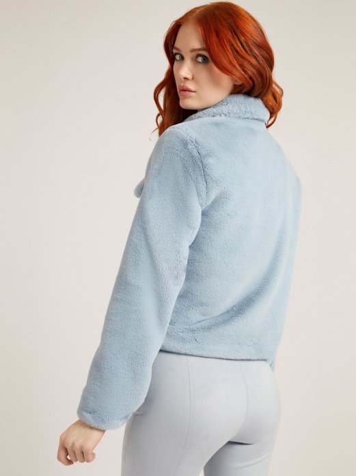 Jakna Od Umjetnog Krzna Guess Shopping Svijetlo Plava