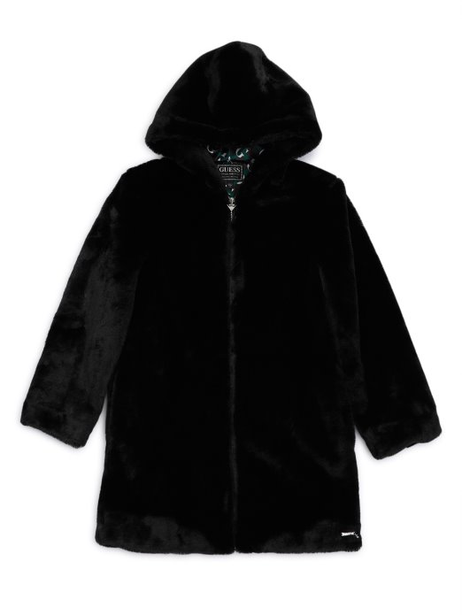 Jakna Od Umjetnog Krzna S Kapuljačom (7-16) Jet Crna Guess Shopping