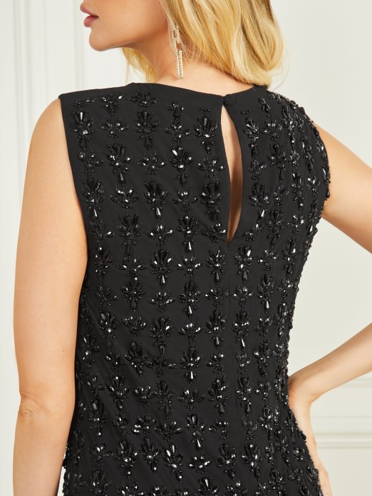 Jeanie Haljina S Perlama Guess Shopping Jet Crna Multi