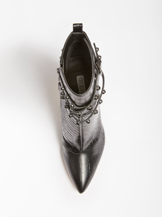 Jessia Krokodilske čizme Od Prave Kože Crne Guess Shopping