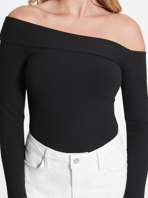 Jet Black Eco Amelia Top S Otvorenim Ramenima Guess Shopping