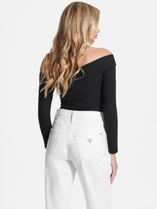 Jet Black Eco Amelia Top S Otvorenim Ramenima Guess Shopping