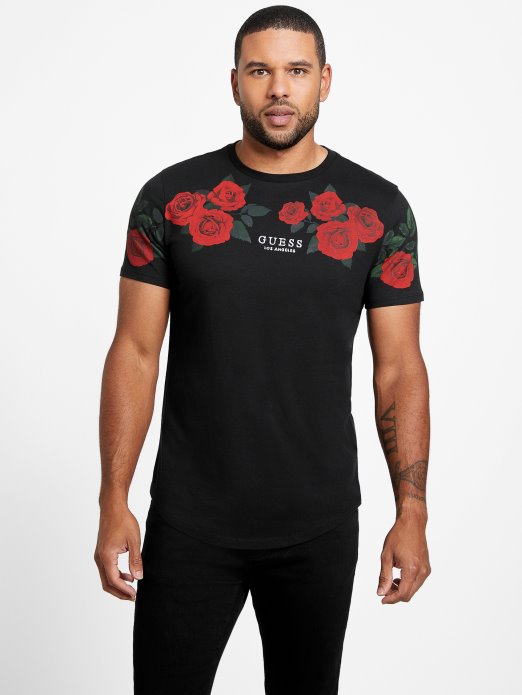 Jet Black Guess Shopping Ciro Roses Tee