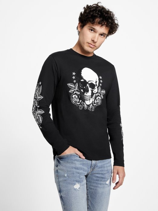 Jet Black Rocky Skull Tee Guess Shopping
