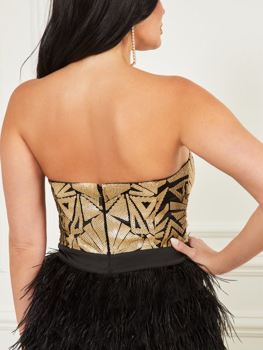 Jet Crna Bronwyn Haljina Od Perja Pogodi Kupnju