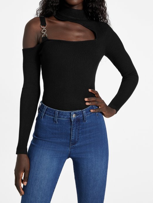 Jet Crna Edena Izrez Top Guess Shopping