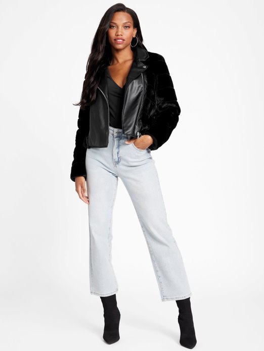 Jet Crna Guess Shopping Cadia Moto Jakna Od Umjetnog Krzna