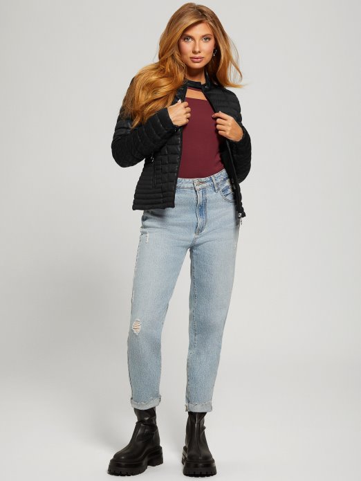 Jet Crna Guess Shopping Vona Prošivena Jakna S Logotipom