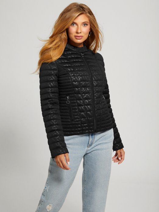 Jet Crna Guess Shopping Vona Prošivena Jakna S Logotipom