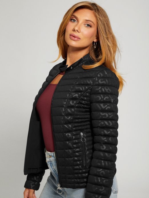 Jet Crna Guess Shopping Vona Prošivena Jakna S Logotipom