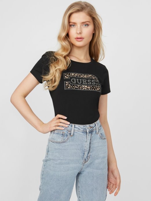 Jet Crna Multi Capri Majica S Logotipom Guess Shopping