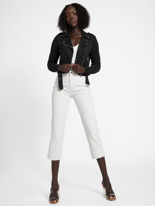 Jet Crna Nedan Motoristička Jakna Od Umjetnog Antilopa Guess Shopping